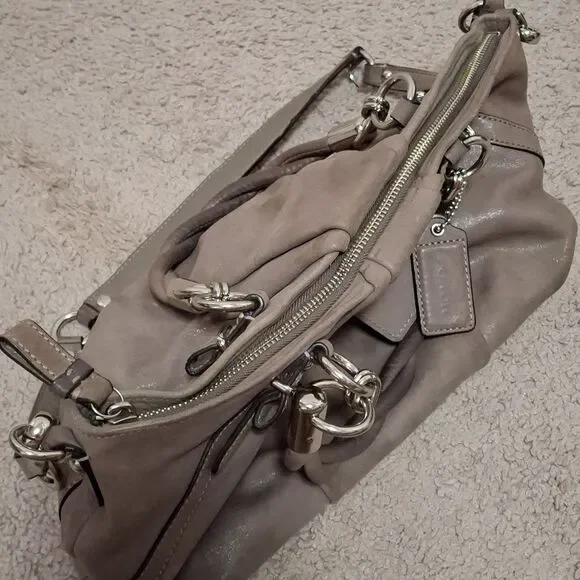 Coach Silver Sophia Madison Grey Shoulder Bag Purse J1293-F22563 - Picture 4 of 7